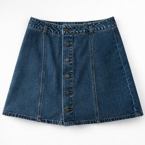 Life in Progress Denim Button Front Skirt Medium Blue A-Line Mini Skirt Size M